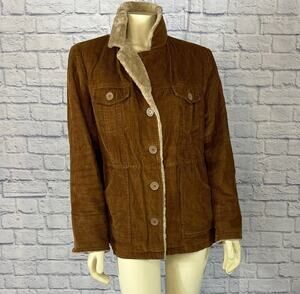 Vintage Y2K Esprit Corduroy barn Jacket with faux fur quilted lining size Large